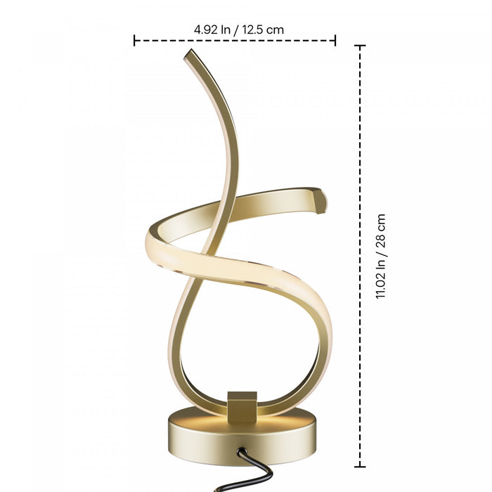 Lampe de table à DEL de 16 po dorée avec motif torsadé