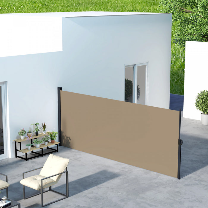 Outsunny Auvent Lateral Retractable 13'x6', Ecran De Confidentialite, Kaki