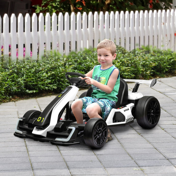 Aosom Kart Electrique 24 V 7,5 Mph Avec Siege Reglable, Blanc