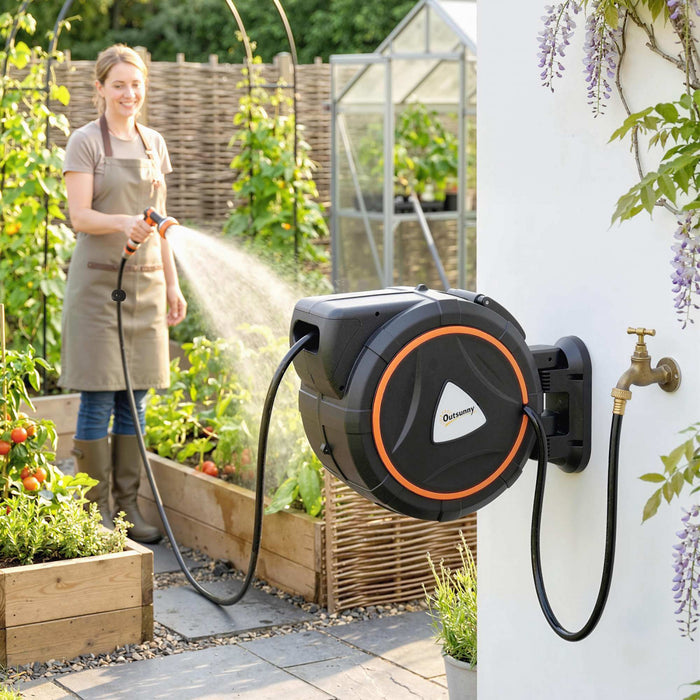 Devidoir retractable Outsunny 1/2\" x 23 m avec buses a 12 modes