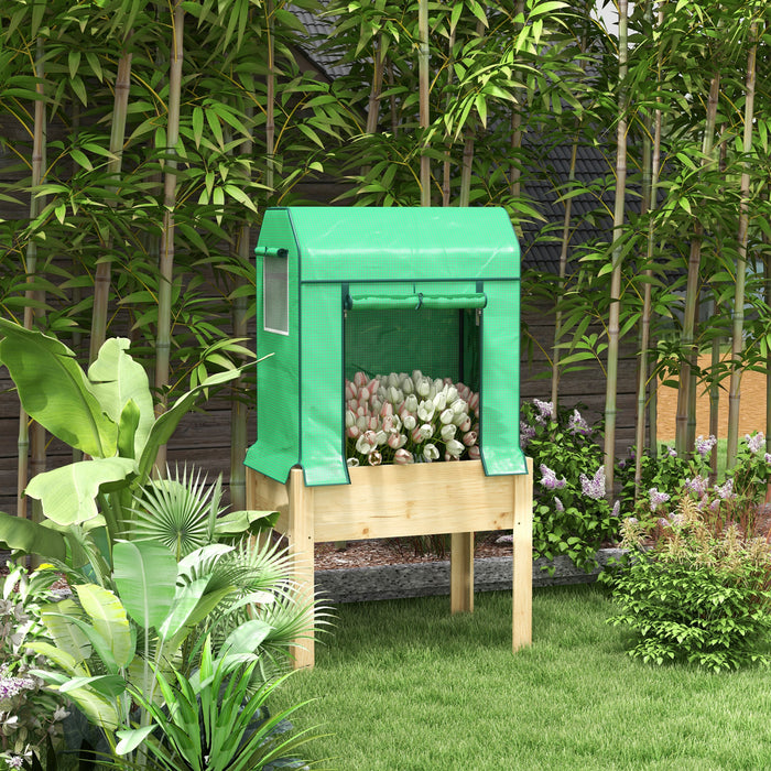 Outsunny Lit De Jardin Sureleve Avec Housse De Serre En Pe Et Doublure De Lit, Jardiniere Surelevee Avec Pieds Pour Legumes, Fleurs, Herbes