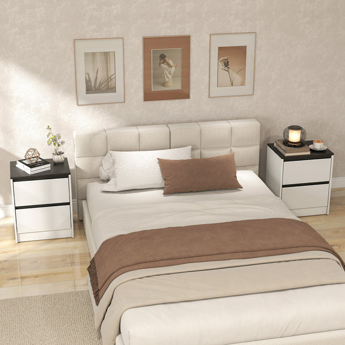 HOMCOM Ensemble de 2 Tables de Nuit, Tables de chevet avec 2 Tiroirs, Blanc