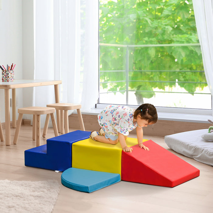 Qaba 4 Blocs De Construction En Mousse Modules De Motricite Jouets Educatifs Ideal Pour Grimper Glisser Pour Enfant De 1-3 Ans Multicolore