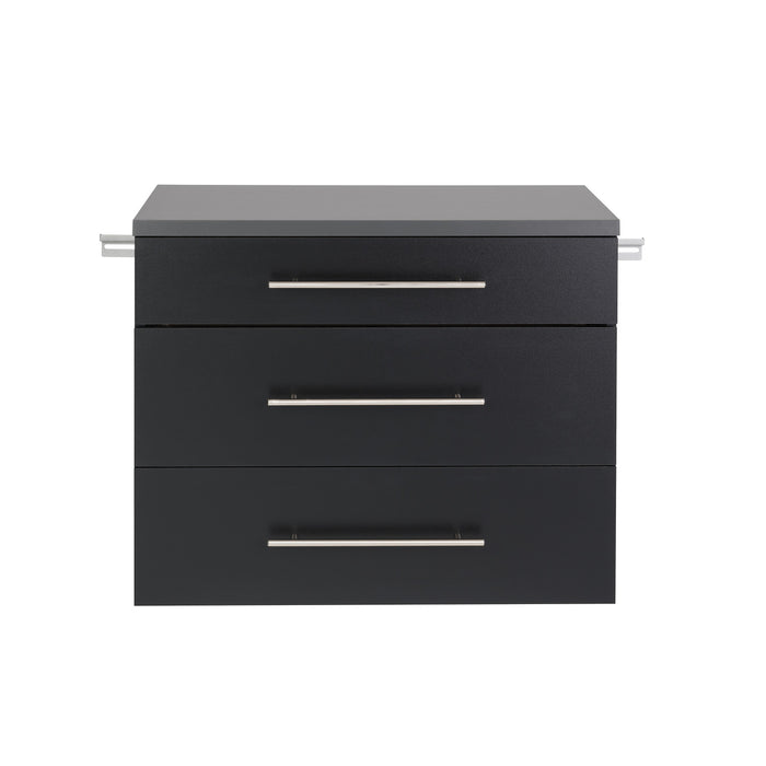 Armoire de plancher HangUps à 3 tiroirs avec rangement - noire