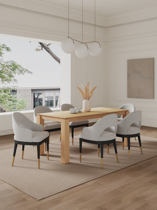 Ensemble de salle a manger moderne industriel chic Carrington et Rockaway 7 pieces, gris clair et naturel