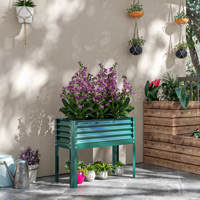 Outsunny Lit De Jardin Sureleve , Jardiniere Surelevee Galvanisee, Vert