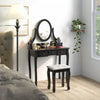 HOMCOM Wooden Vanity Table Set, Makeup Table with 360° Rotating Mirror