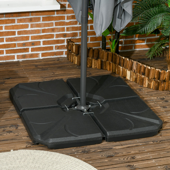 Outsunny Support de base de parasol 4 pieces avec verrouillage en U, noir