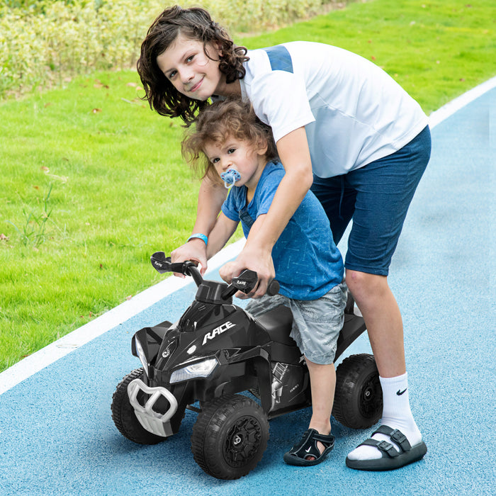 Aosom Moto 4 Roues Jouet Pour Enfants Bebe Pieds A Terre Avec Musique Et Fonction D'eclairage Pour 18-36 Mois Noir