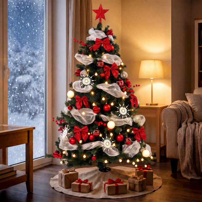 HOMCOM Sapin de Noel lumineux 1,52 m, 8 modes, 450 branches, 150 LED