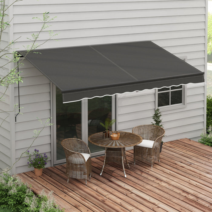 Outsunny 12' X 10' Auvent Retractable, Abri Pare-soleil, Gris Fonce