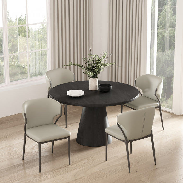 Chaise de salle a manger moderne en cuir vegetalien et metal Kirsten, gris clair - Lot de 4