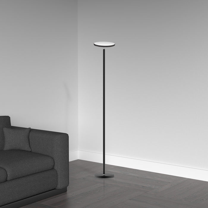 Lampe à pied torchère de Dainolite avec fini noir sablé et ampoule à DEL