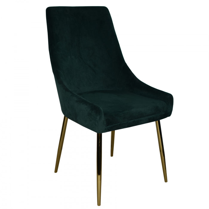 Chaise d'appoint de salle a manger Callan en velours vert foret (ens. de 2)