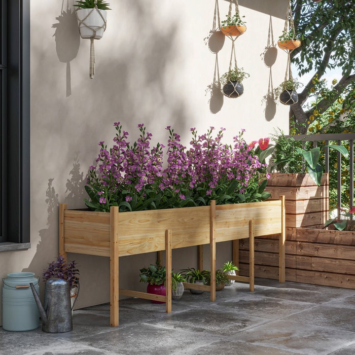Outsunny Jardiniere En Bois Avec Pieds Et Trous De Drainage, Naturel