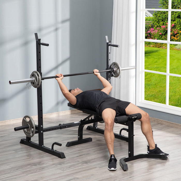 Soozier Support De Support De Squat Pour Halteres Multifonctions, Support D'halteres De Musculation Robuste, Station De Musculation Reglable En Hauteur Pour La Maison, La Salle De Sport, Noir