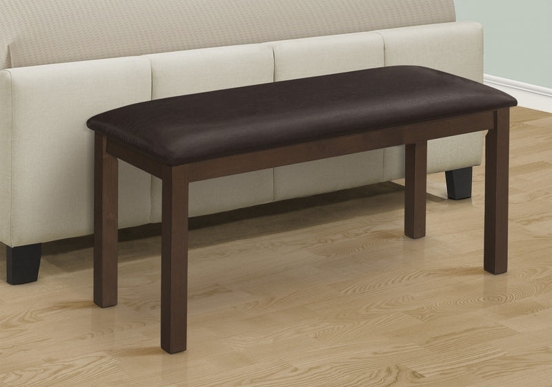 Banc rectangulaire rembourré brun en bois de style transitionnel pour la salle à manger, la cuisine et l’entrée