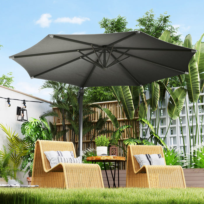 Outsunny Parasol De Terrasse Deporte De 10 Pi, Rotation A 360°, Gris