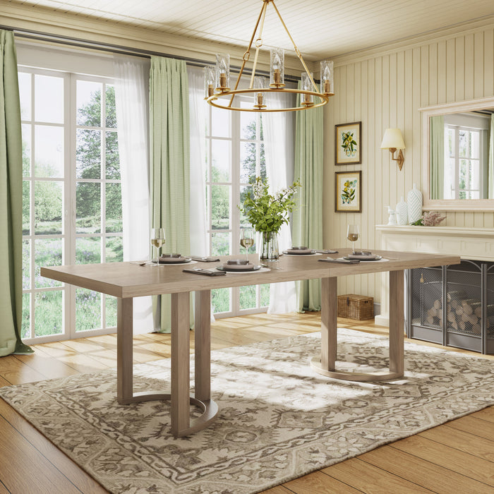 Table Manger Ethan Avec Piètement En U, En Bois Massif Et MDF, 95 Po - Couleur Naturelle