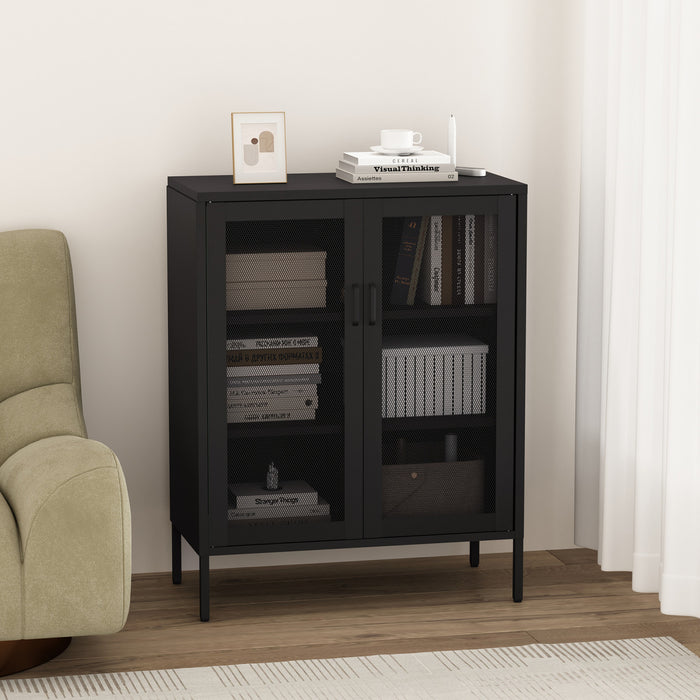 Armoire d’appoint moderne Amelia 32\" en metal noir