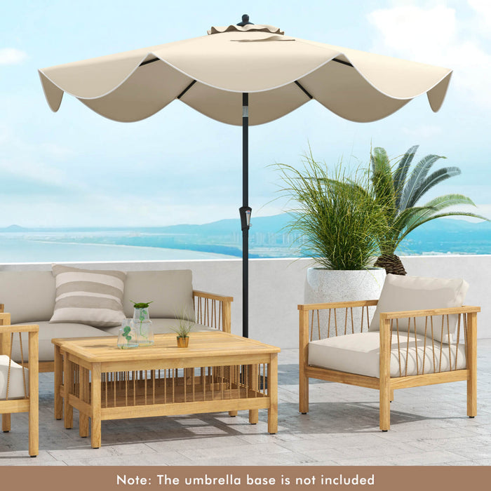 Parasol de patio Costway 9 pieds a deux niveaux de style marche avec manivelle et 8 baleines, beige