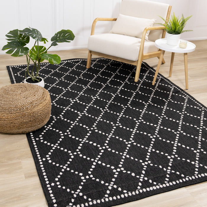 Carpette réversible Brooke à motif de diamants pour l’intérieur et l'extérieur - 7 pi 10 po x 11 pi 2 po
