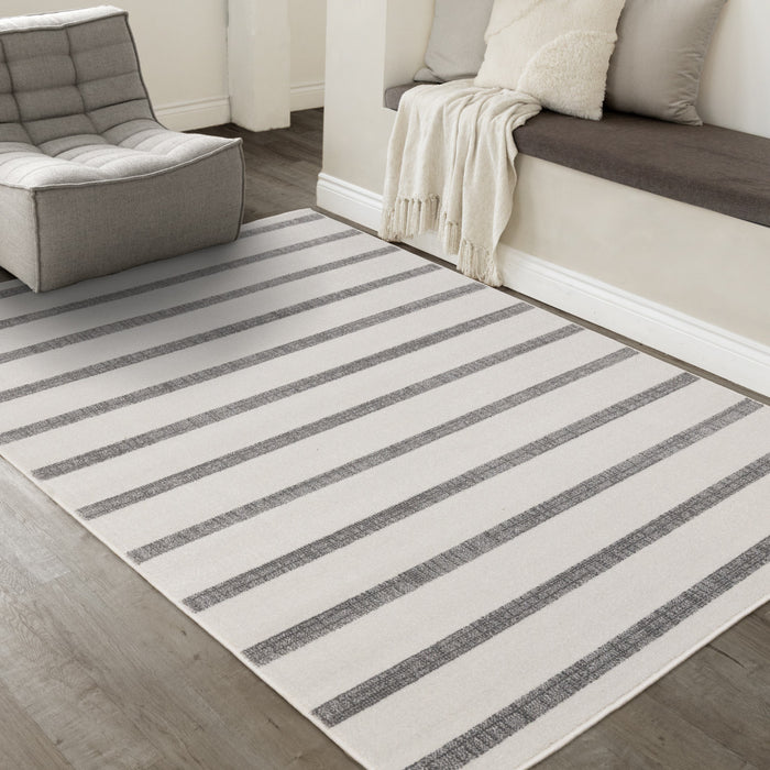 Tapis Covington Raye Gris Blanc, 6'7\" x 9'10\"