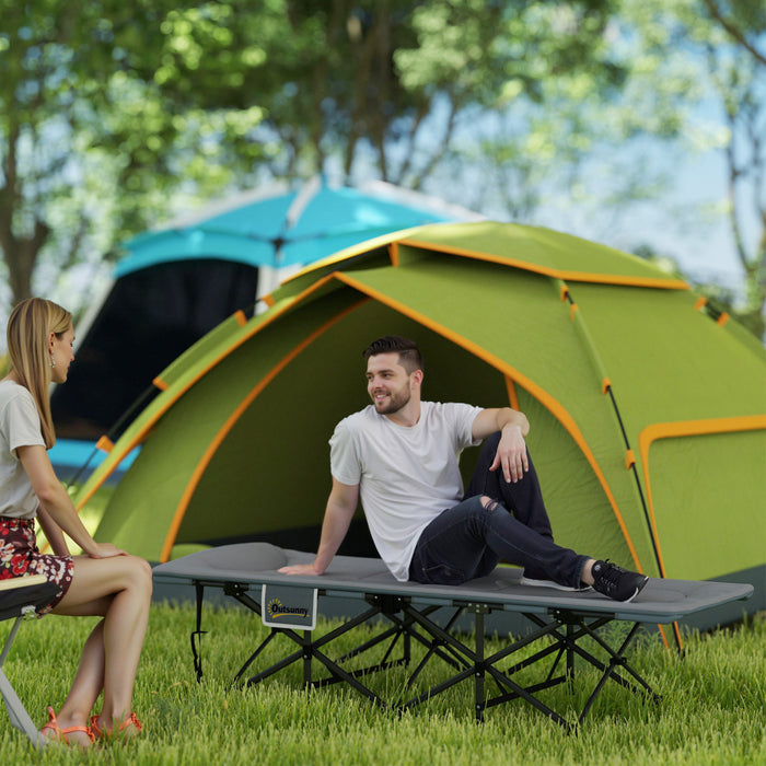 Outsunny Lit De Camping Avec Coussin, Lit Pliant Portable, Gris