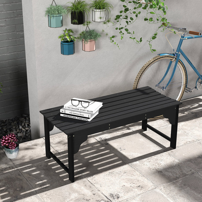 Outsunny Tabouret de Jardin en Bois avec Siege a Lattes, Banc, Noir