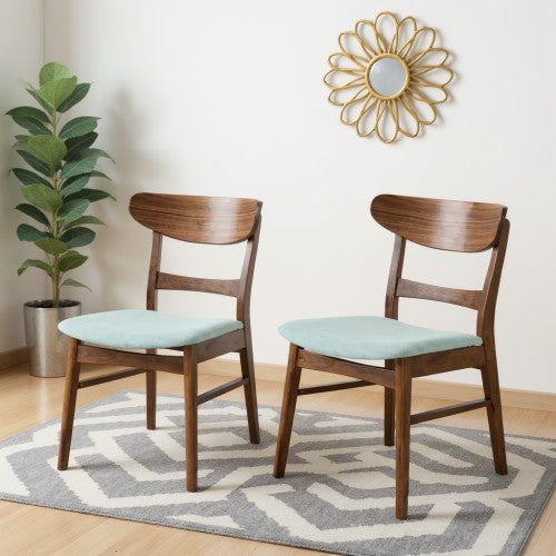 Katte Ensemble De 2 Chaises De Salle A Manger Avec Assise Rembourree Et Structure En Bois De Caoutchouc Massif, Menthe