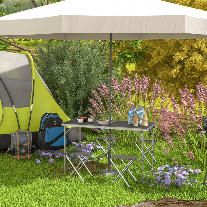 Outsunny Table de Camping et Chaises Pliantes pour Pique-Nique, Noir