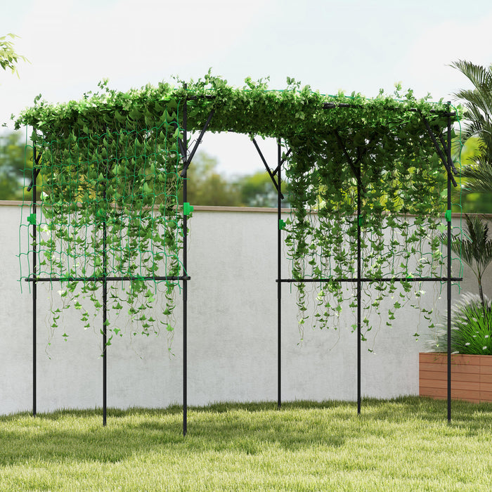 Outsunny Treillis en Arche de Jardin, Support Grimpant de 7,3 Pieds, Noir