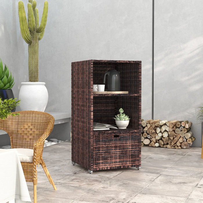 Outsunny Meuble De Rangement Avec 2 Etageres 1 Tiroir, Brun Mixte