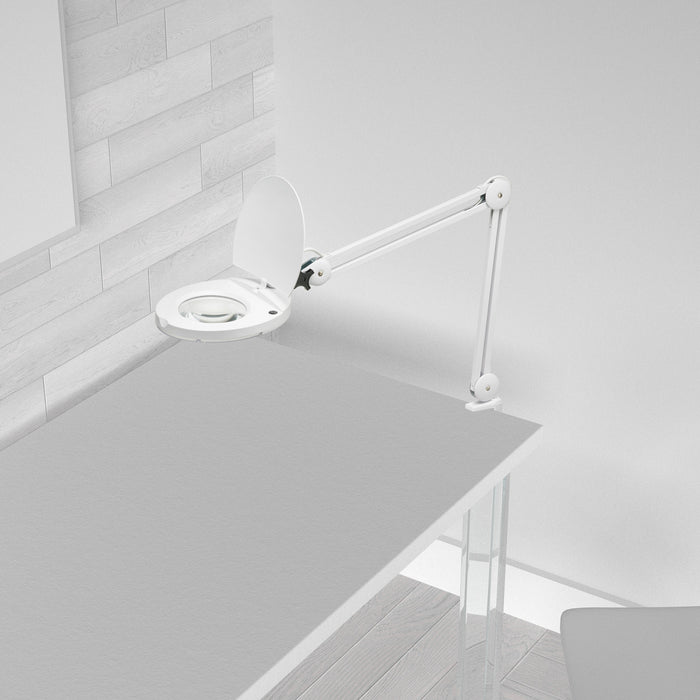 Lampe à loupe de Dainolite avec fini blanc et ampoule à DEL de 8 W
