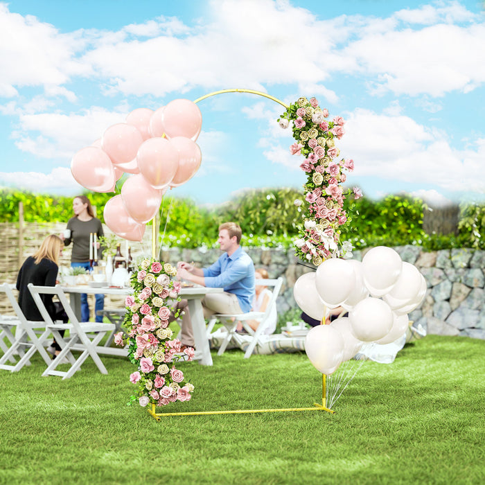 Outsunny Arche De Mariage Doree De 7x4', Avec Piquets En Forme De U