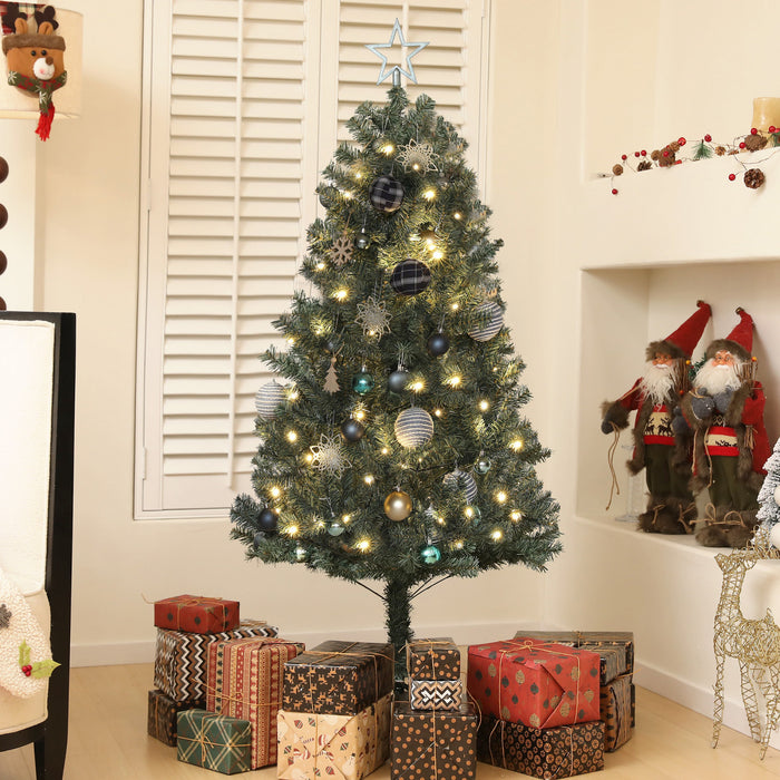 HOMCOM Sapin de Noel artificiel pre-eclaire de 5' avec LED et decorations