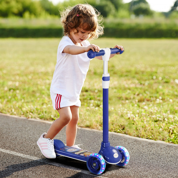 Qaba Trottinette Pour Enfants De 2 A 6 Ans, Avec Eclairage Led, Bleu