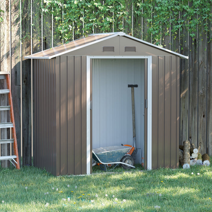 Outsunny Abri De Jardin En Metal Outsunny 6,5x3,5 Pi Pour Rangement Exterieur, Gris