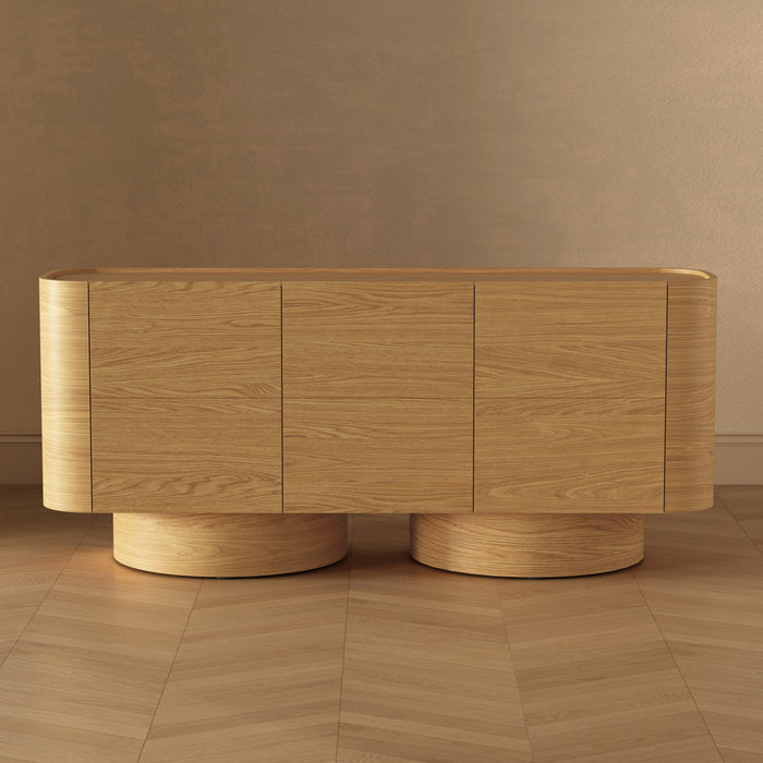 Buffet contemporain Solis 183 cm en bois massif naturel (3 portes)