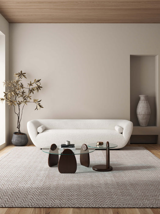 Ensemble moderne et glamour Artesia de 2 tables : table basse et table d’appoint en noyer