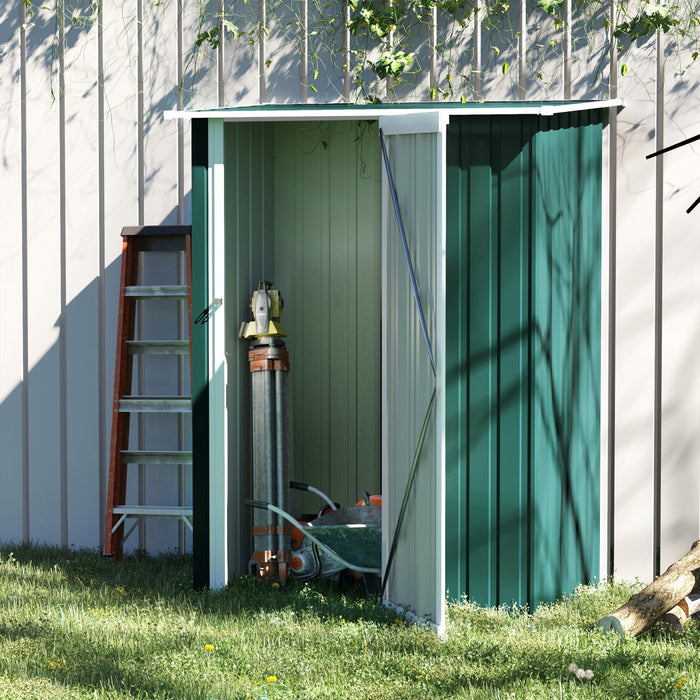 Outsunny Abri De Jardin, Abri A Outils En Metal Avec Toit Incline, Vert