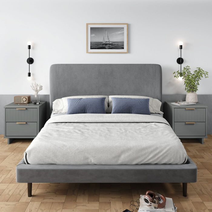 Table de nuit Granville Moderne 18\" en gris clair (2 tiroirs) - Lot de 2