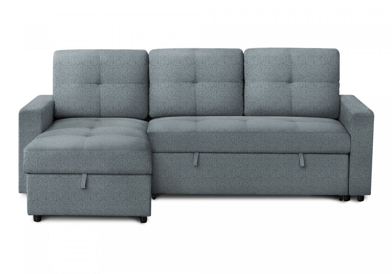 Canape Lit, 90\" Longueur, Canape-Lit Convertible, Chaise De Rangement, Tissu Bleu Clair