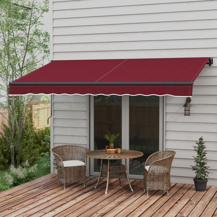 Outsunny 12' X 10' Auvent Retractable, Abri Pare-soleil, Rouge Vin