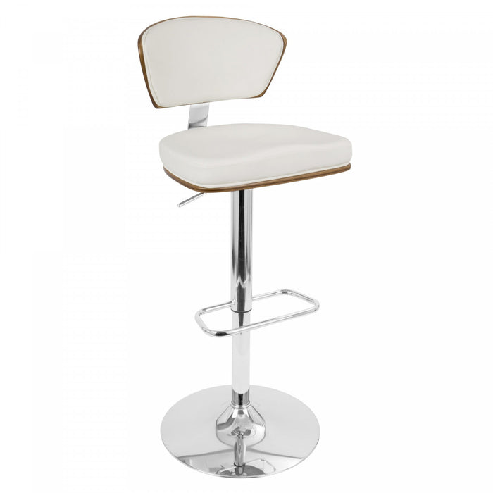 Tabouret bar pivotant réglable moderne du milieu du 20e siècle Ravinia en similicuir - noyer et blanc