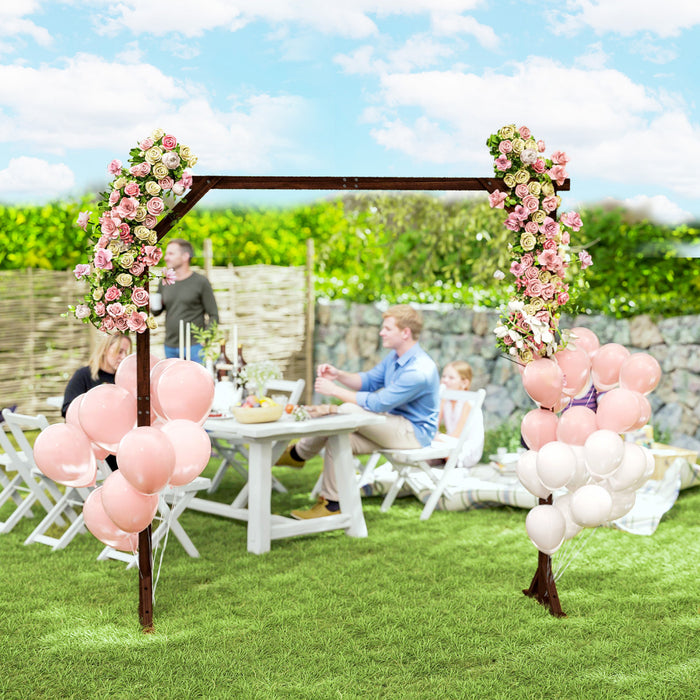 Outsunny Arche De Mariage De 7', Arche Rectangulaire En Bois, Marron Fonce