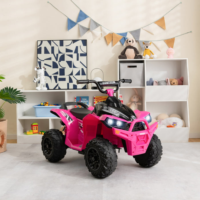 Costway 12v Batterie Alimentee Enfants Rouler Sur Atv Electrique 4 Roues Quad Car Avec Mp3 & Lumiere