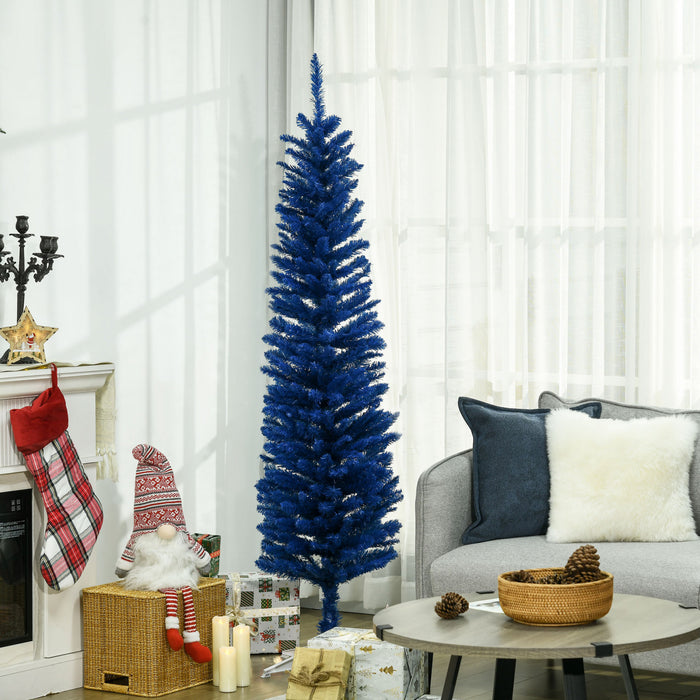 Homcom Sapin De Noel Artificiel Fin 6pi, Bleu Profond