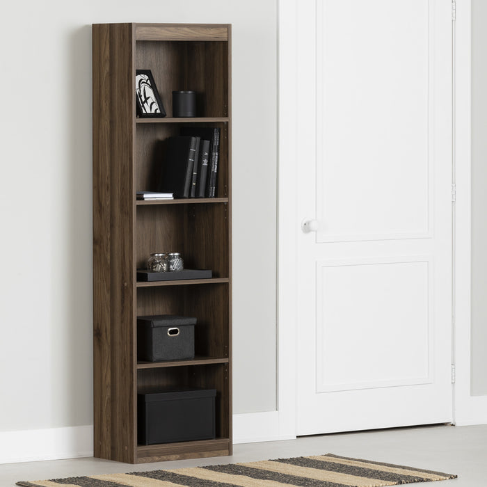 Bibliothèque étroite Axess à 5 tablettes - noyer naturel