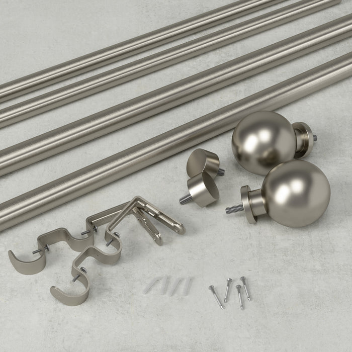  Tringle à rideaux extensible double Bolas de Umbra nickel de 1 po et de 3/4 po - 36 po à 72 po